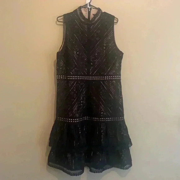 Anthropologie Bella Black Lace mini Dress - Picture 5 of 9